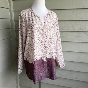 Ann Taylor Rose Print V-Neck Top